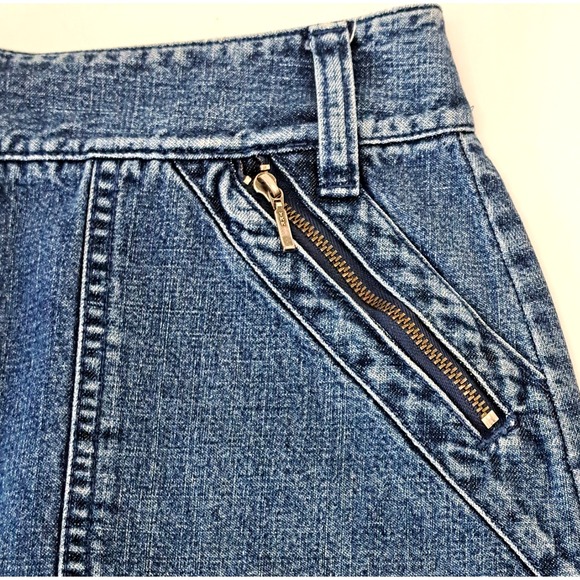 Vtg Casual Corner ANNEX Denim Skirt Womens 8 Blue Zip Pockets 21"L Cotton - Picture 2 of 9